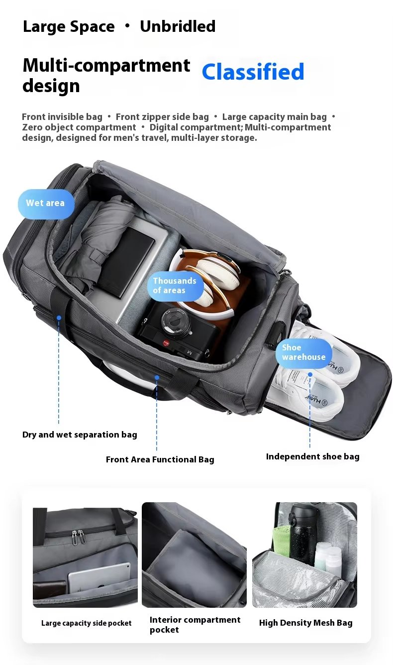Waterproof Shoe Compartment Oxford Business Travel Duffel Bag product detail