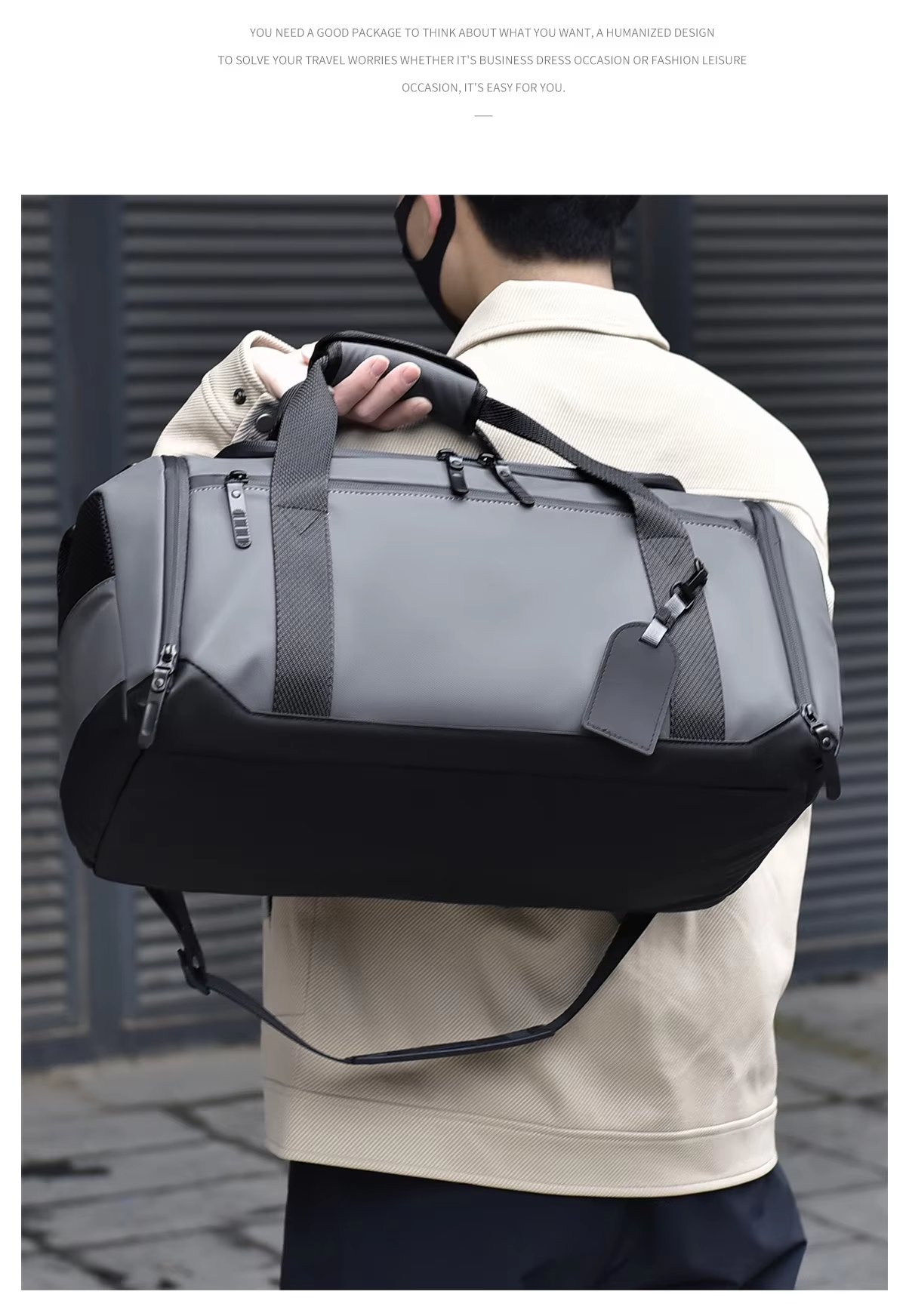 Waterproof Shoe Compartment Oxford Business Travel Duffel Bag product detail