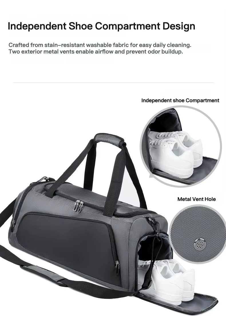 Wholesale Customizable Dry Wet Separation Gym Duffle Bag with Shoe Compartment Large Capacity Weekend Travel Bag for Men Women product detail