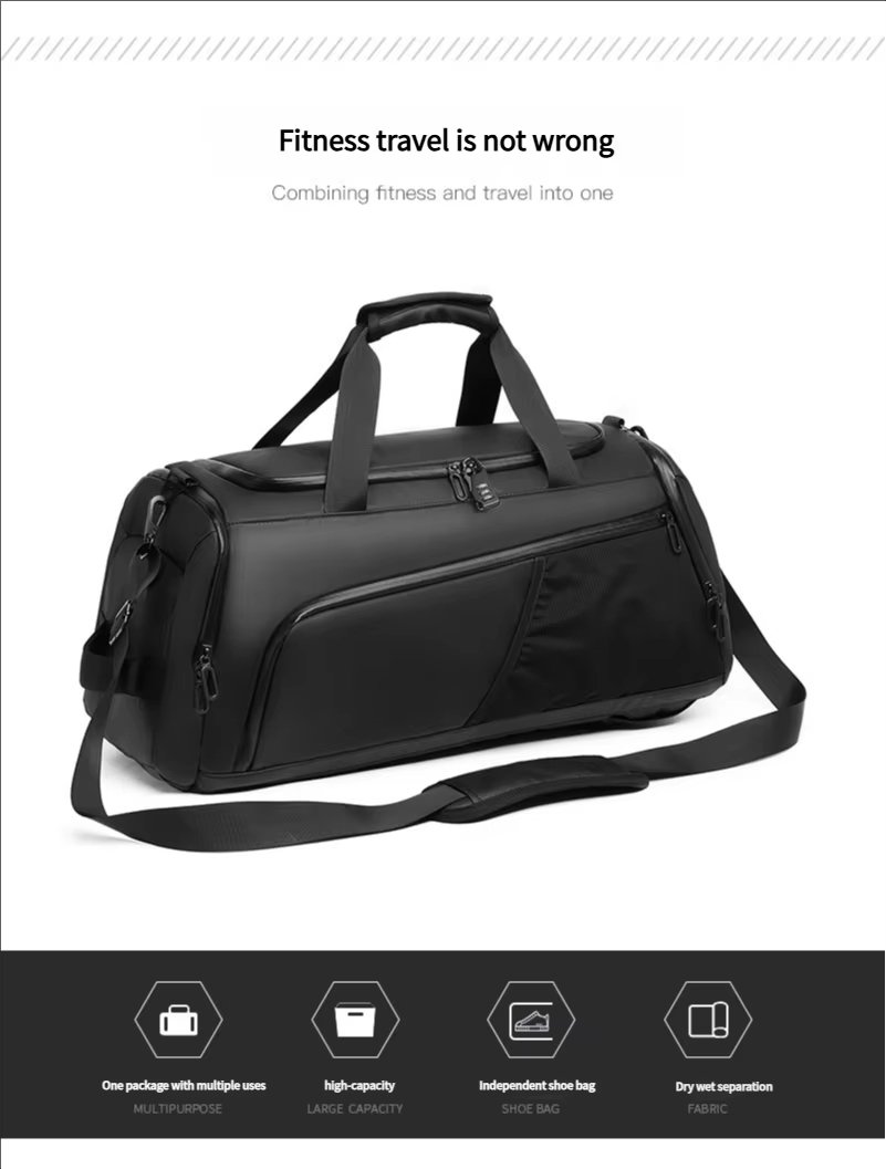 Unisex Gym Waterproof Sports Duffel with Shoe Compartment Durable Weekender Overnight Travel Duffel Backpack - product detail