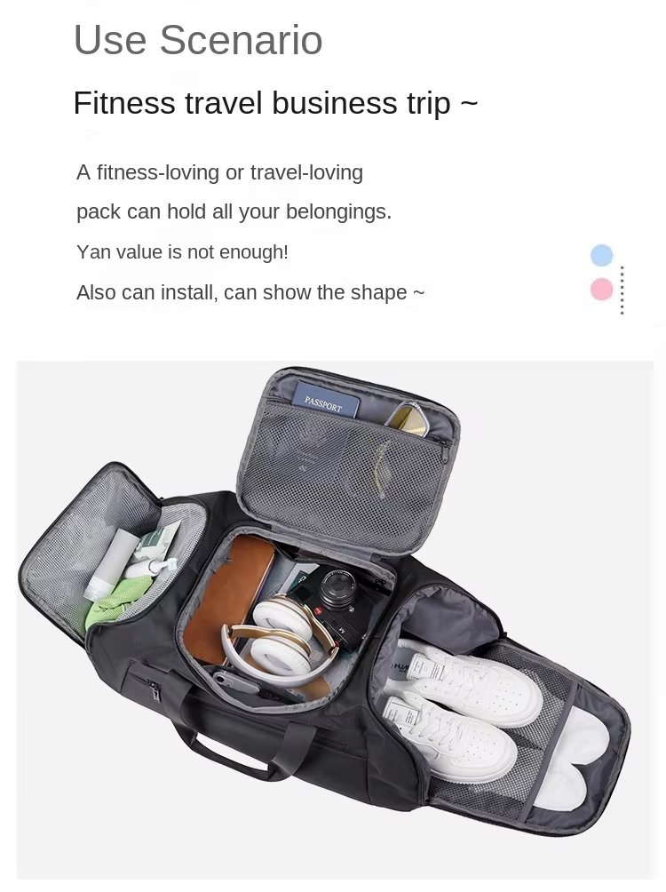 Waterproof Large Capacity Shoe Compartment Weekender Overnight Gym Duffel Backpack - product detail