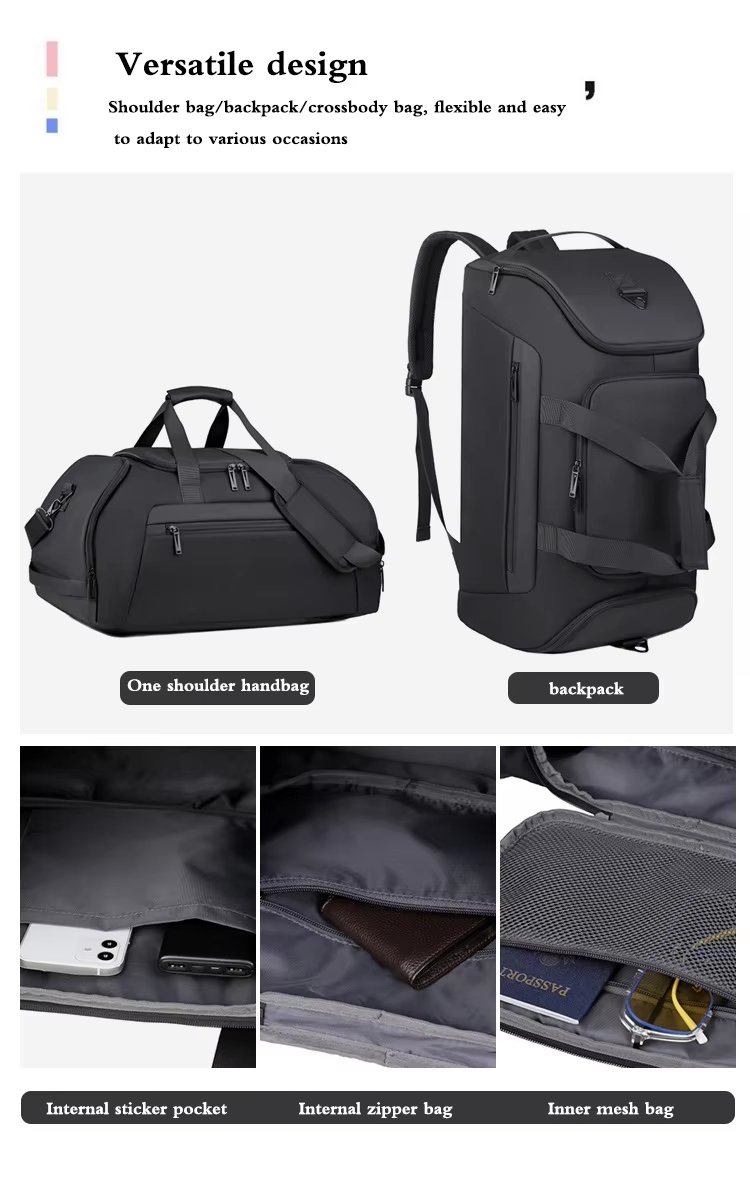 Waterproof Large Capacity Shoe Compartment Weekender Overnight Gym Duffel Backpack - product detail
