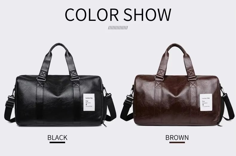 Waterproof Shoe Compartment PU Leather Weekend Travel Carry-On Duffel Bag product detail