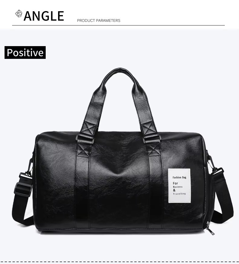 Waterproof Shoe Compartment PU Leather Weekend Travel Carry-On Duffel Bag product detail