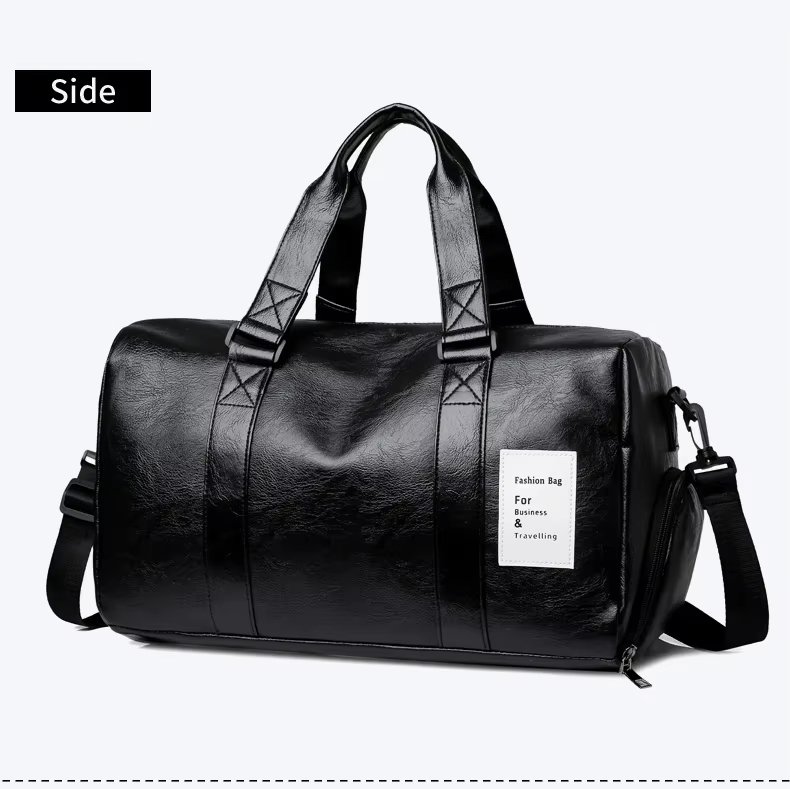 Waterproof Shoe Compartment PU Leather Weekend Travel Carry-On Duffel Bag product detail