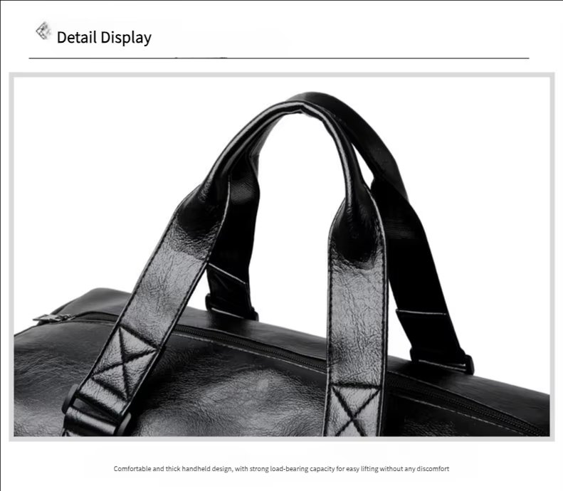 Waterproof Shoe Compartment PU Leather Weekend Travel Carry-On Duffel Bag product detail
