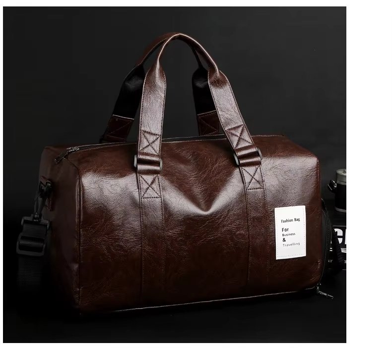 Waterproof Shoe Compartment PU Leather Weekend Travel Carry-On Duffel Bag product detail
