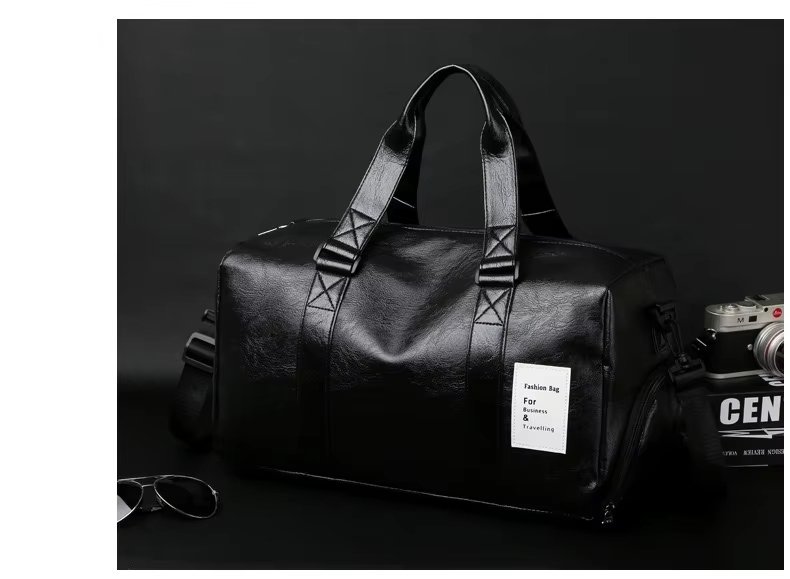 Waterproof Shoe Compartment PU Leather Weekend Travel Carry-On Duffel Bag product detail
