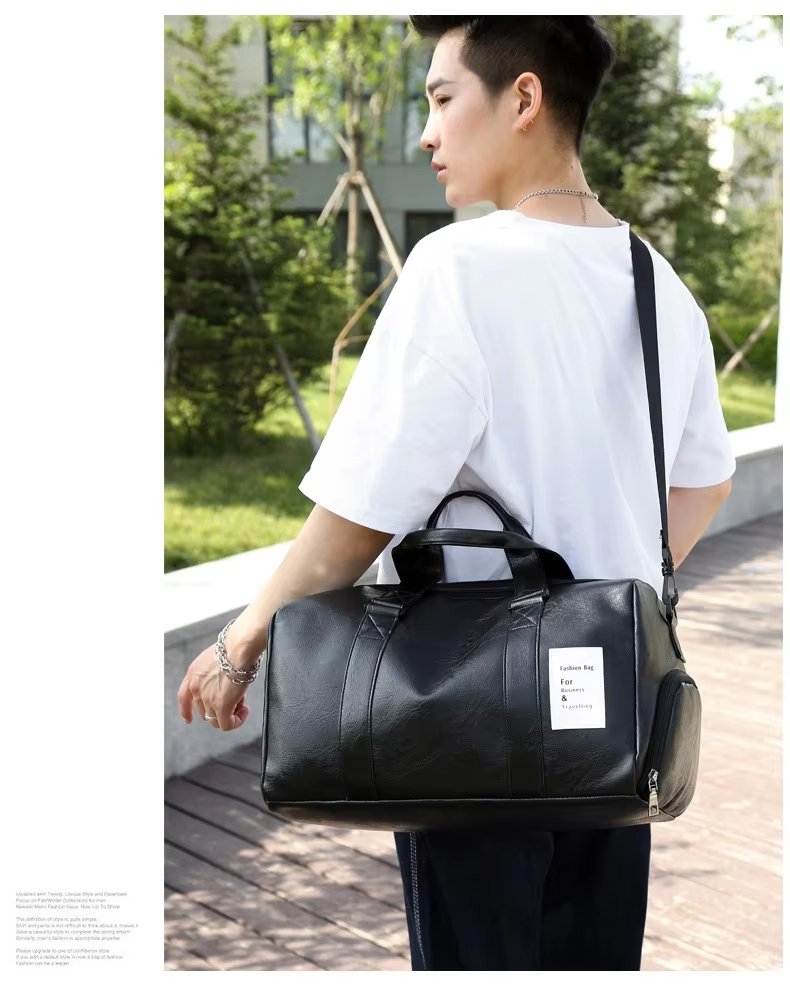 Waterproof Shoe Compartment PU Leather Weekend Travel Carry-On Duffel Bag product detail