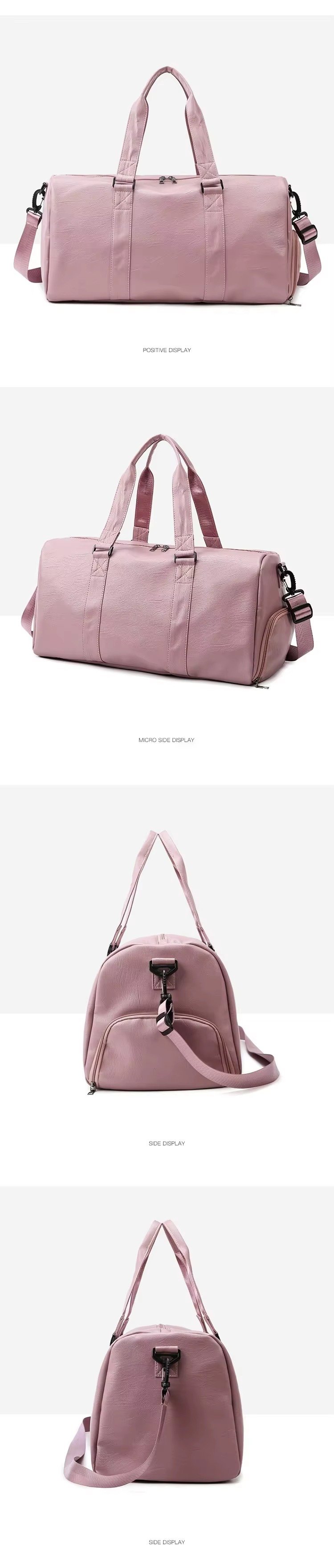 Fashionable PU Leather Waterproof Travel Bag Large Capacity Wet Dry Separation Sports Luggage Duffel Bag With Shoes Compartment product detail