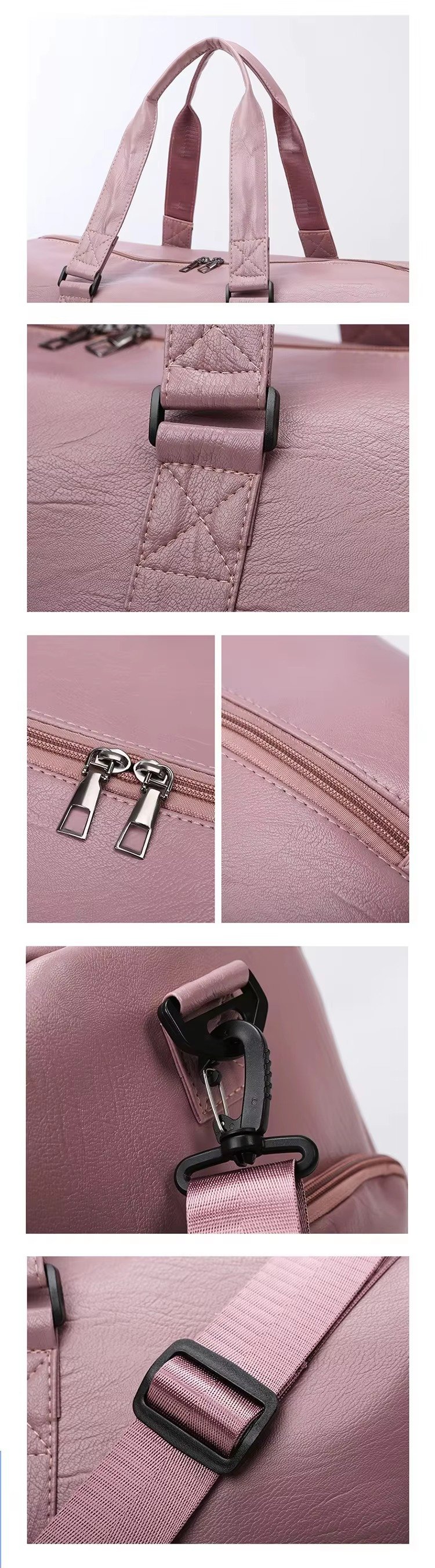Fashionable PU Leather Waterproof Travel Bag Large Capacity Wet Dry Separation Sports Luggage Duffel Bag With Shoes Compartment product detail