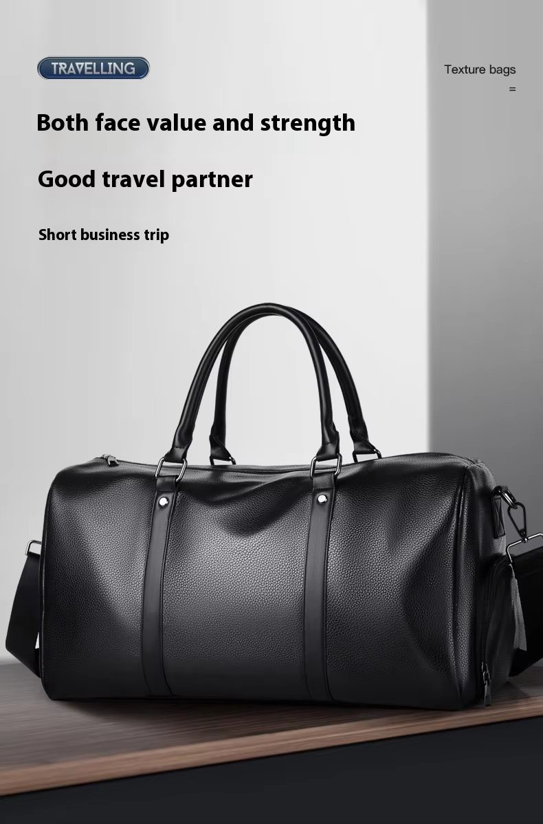 Waterproof Shoe Compartment PU Leather Business Travel Duffel Bag product detail