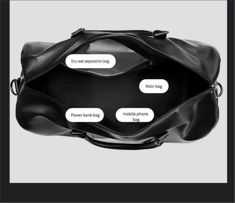 Waterproof Shoe Compartment PU Leather Business Travel Duffel Bag product detail