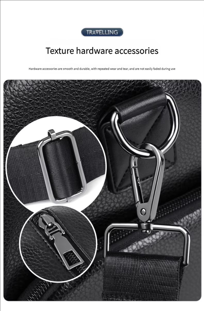 Waterproof Shoe Compartment PU Leather Business Travel Duffel Bag product detail