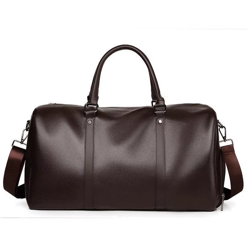 Waterproof Shoe Compartment PU Leather Business Travel Duffel Bag product detail