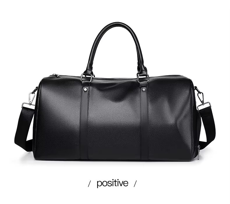 Waterproof Shoe Compartment PU Leather Business Travel Duffel Bag product detail