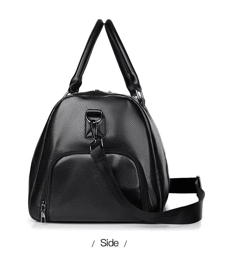 Waterproof Shoe Compartment PU Leather Business Travel Duffel Bag product detail