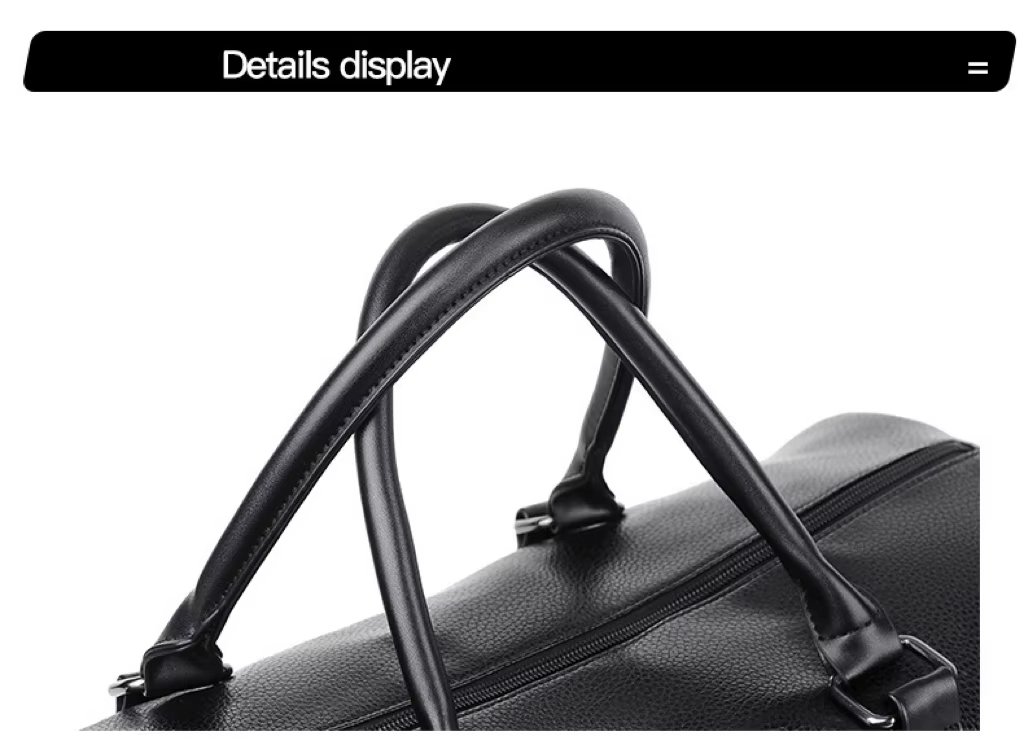 Waterproof Shoe Compartment PU Leather Business Travel Duffel Bag product detail