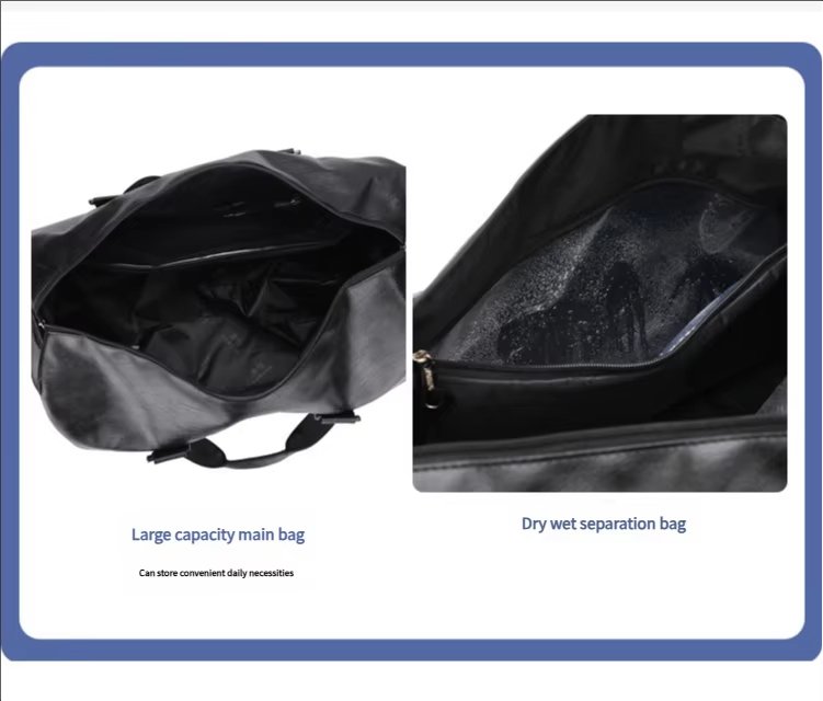 Waterproof Shoe Compartment PU Leather Weekend Travel Overnight Duffel Bag product detail
