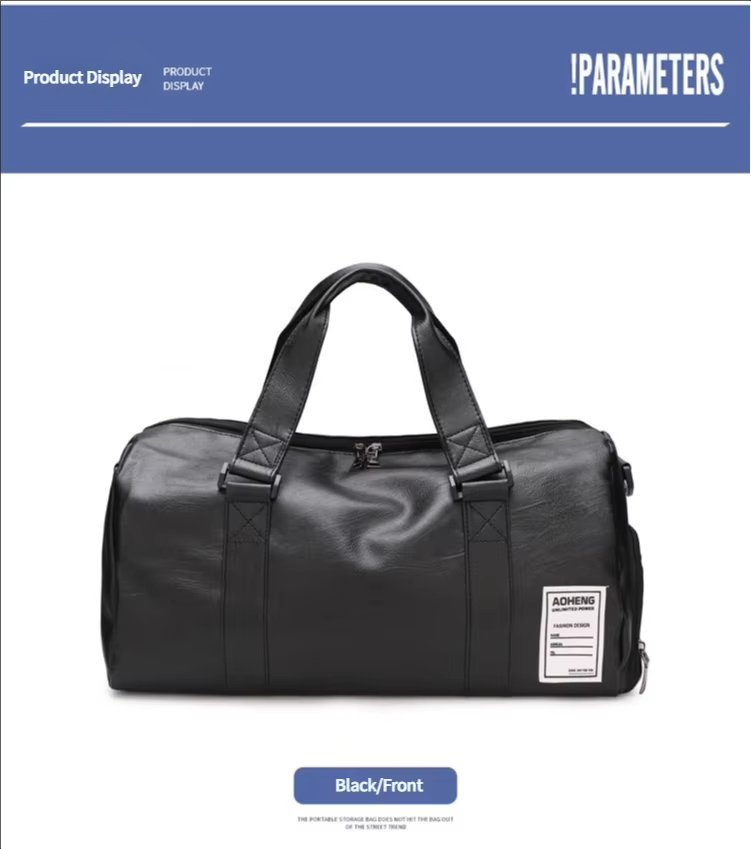 Waterproof Shoe Compartment PU Leather Weekend Travel Overnight Duffel Bag product detail