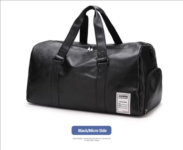 Waterproof Shoe Compartment PU Leather Weekend Travel Overnight Duffel Bag product detail