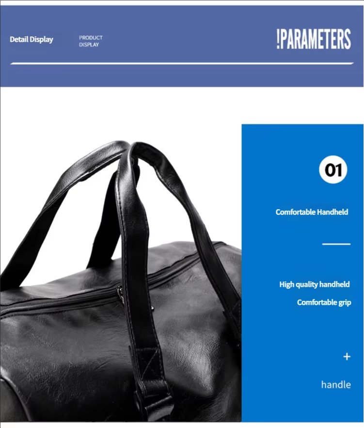 Waterproof Shoe Compartment PU Leather Weekend Travel Overnight Duffel Bag product detail
