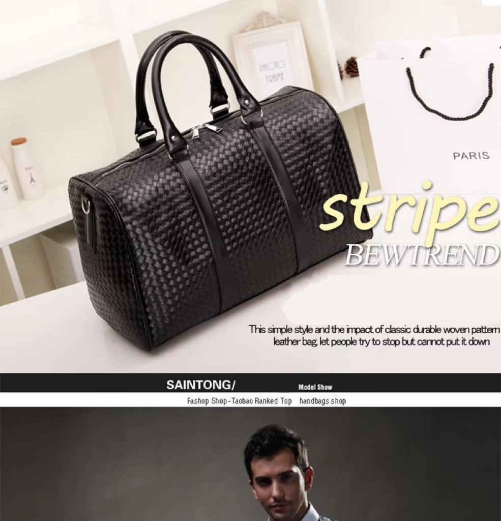 Waterproof Shoe Compartment PU Leather Weekend Travel Tote Duffel Bag product detail