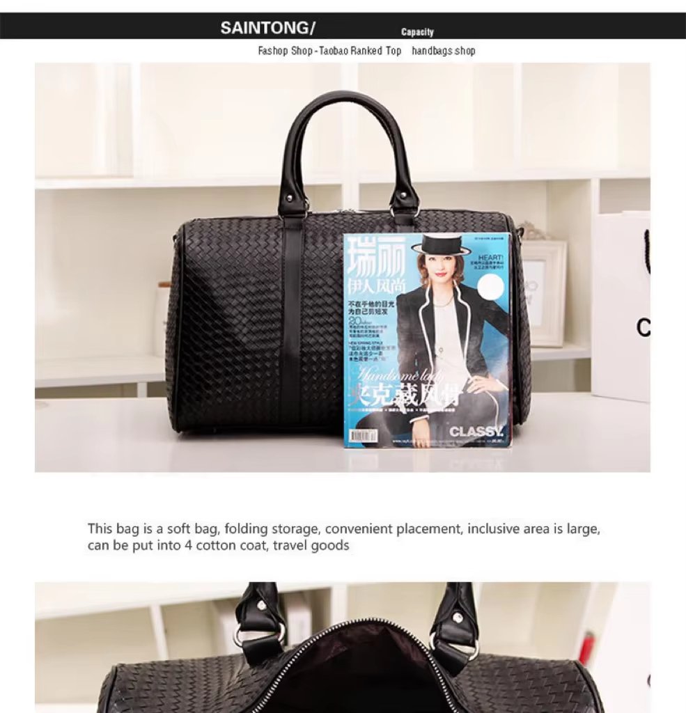Waterproof Shoe Compartment PU Leather Weekend Travel Tote Duffel Bag product detail