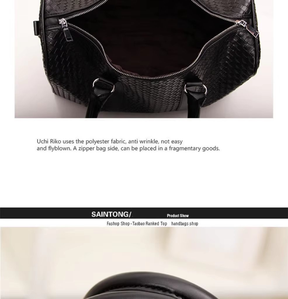 Waterproof Shoe Compartment PU Leather Weekend Travel Tote Duffel Bag product detail