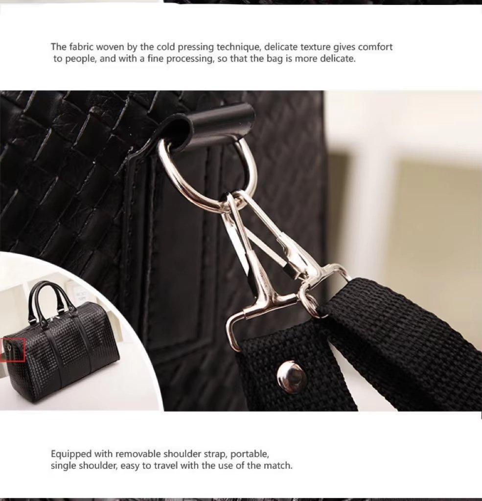 Waterproof Shoe Compartment PU Leather Weekend Travel Tote Duffel Bag product detail