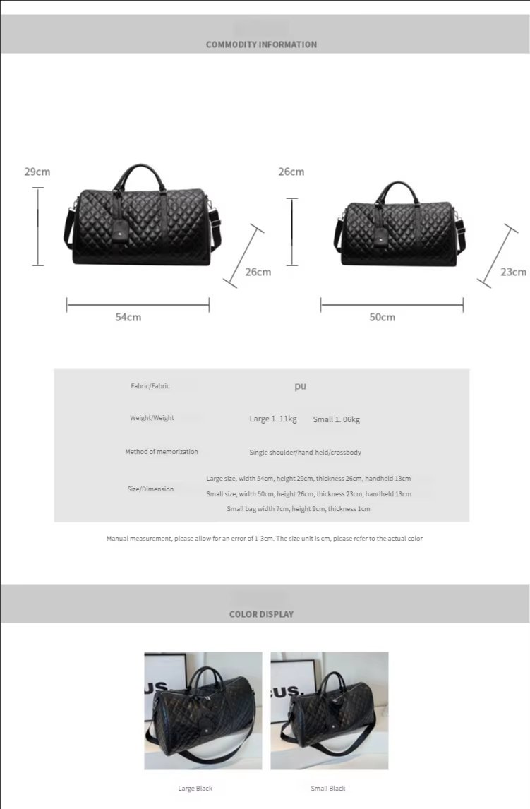 Waterproof PU Leather Weekend Travel Duffel Bag product detail