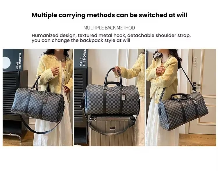 Waterproof PU Leather Business Travel Shoulder Duffel Bag product detail