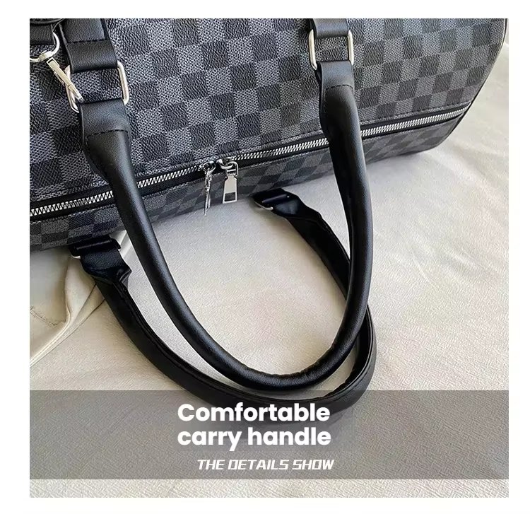 Waterproof PU Leather Business Travel Shoulder Duffel Bag product detail