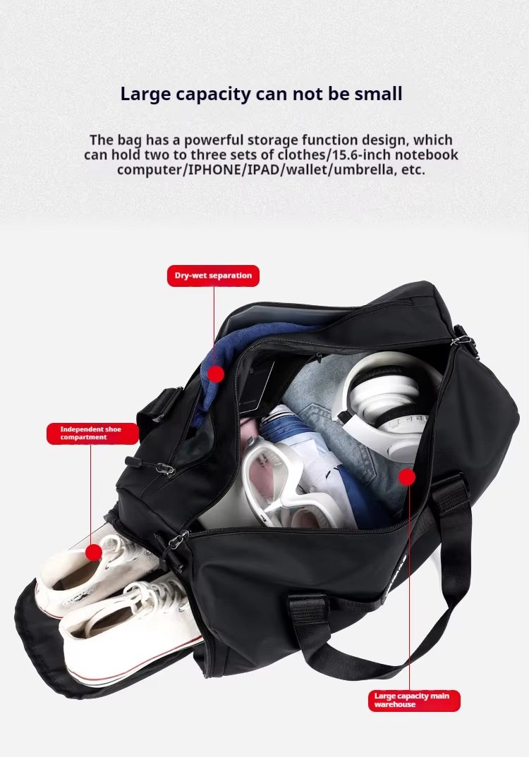 Water-Resistant Shoe Compartment Oxford Sports Travel Duffel Bag product detail