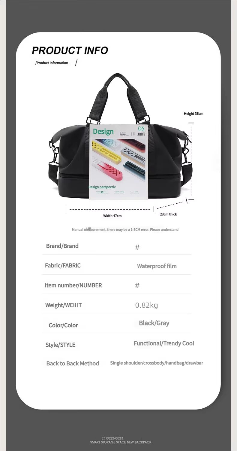 PU Waterproof Large Capacity Shoe Compartment Lightweight Multi-function Travel Tote Bag - product detail