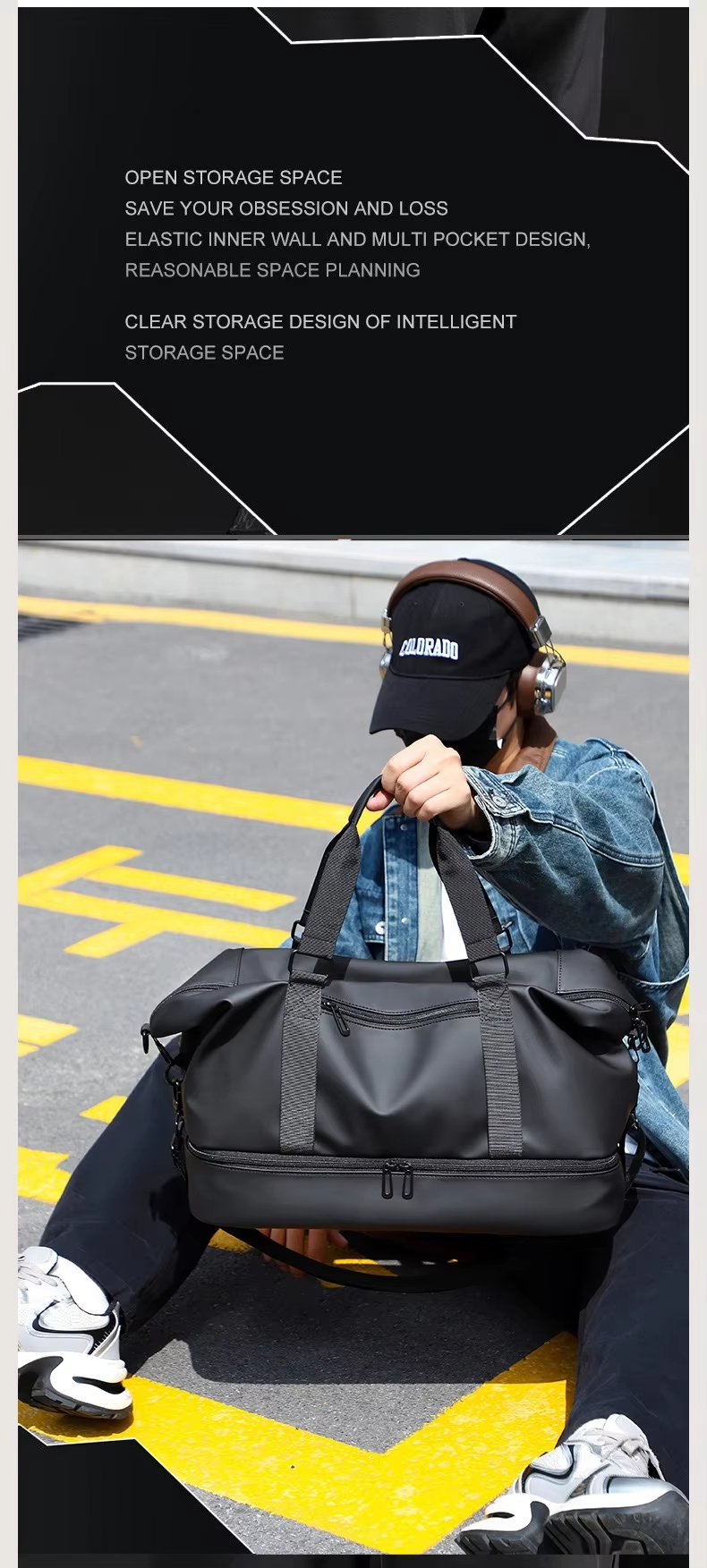 PU Waterproof Large Capacity Shoe Compartment Lightweight Multi-function Travel Tote Bag - product detail
