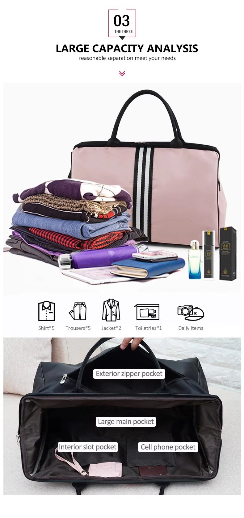 Travel Duffel Bags Overnight Weekender Bag for Traveling Outdoor Sport Gym Fitness Yoga Handbags - product detail