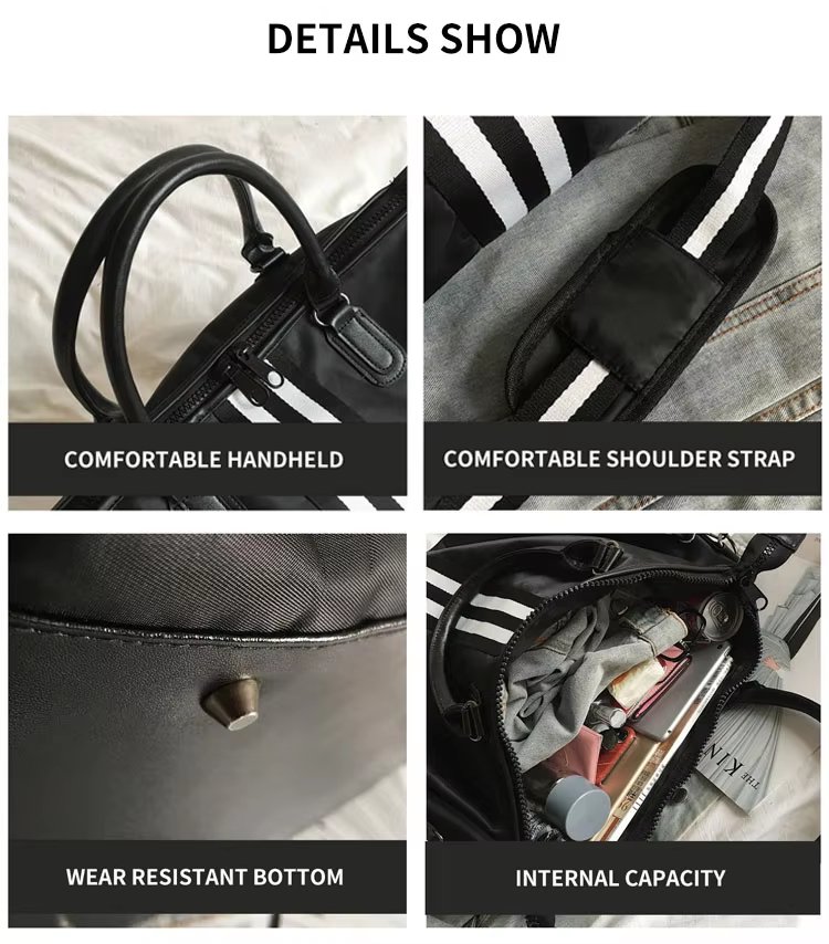 Nylon Waterproof Large Capacity Shoe Compartment Multi-function Overnight Travel Tote Bag - product detail