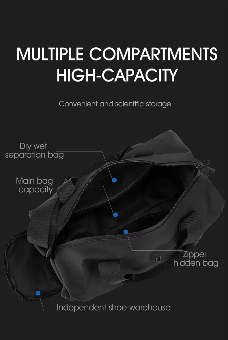 New Fashion Custom Handheld Travel Bag Dry Wet Separation Sports Fitness Bag Large Capacity Weekender Bag with Shoe Compartment product detail