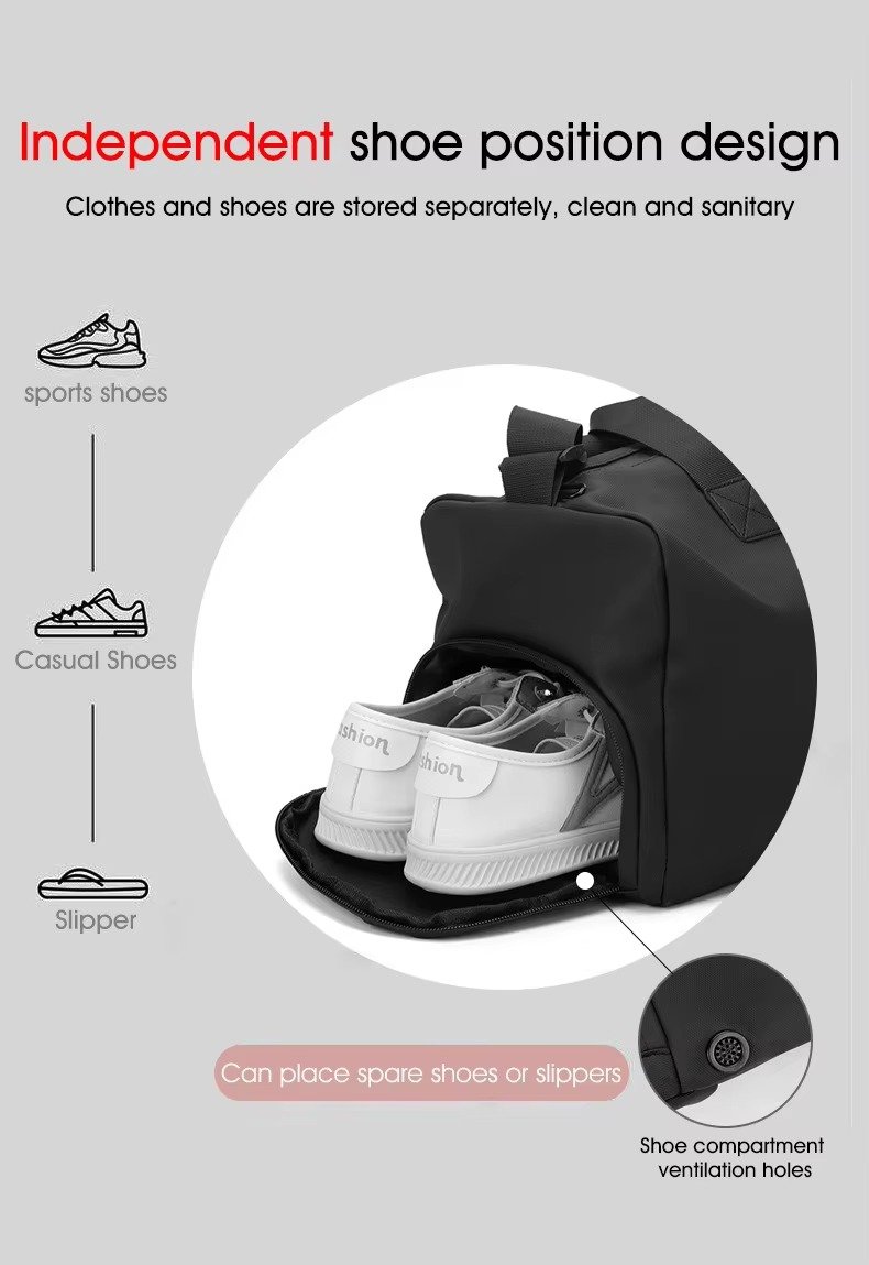 New Fashion Custom Handheld Travel Bag Dry Wet Separation Sports Fitness Bag Large Capacity Weekender Bag with Shoe Compartment product detail
