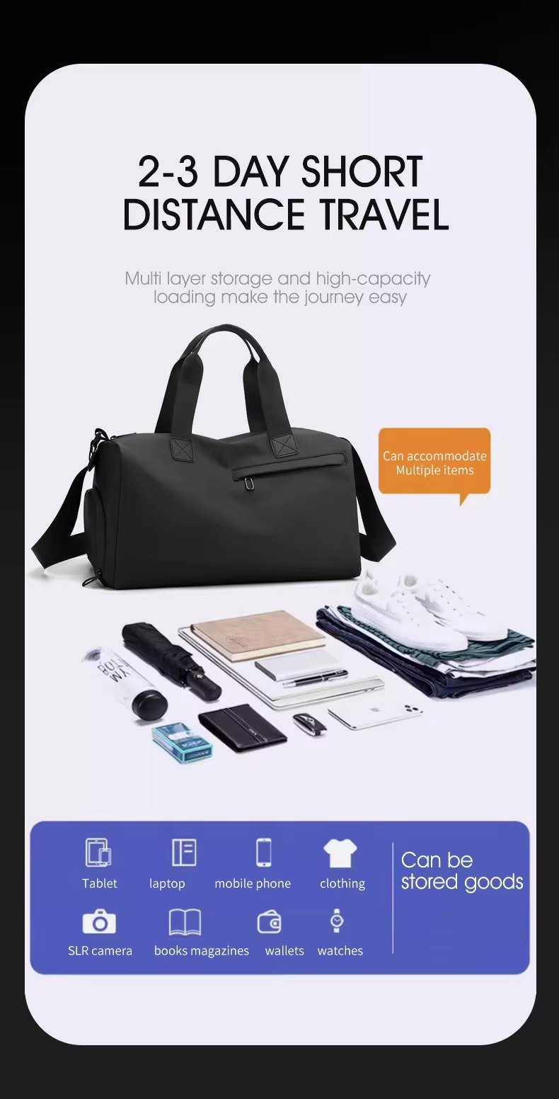 New Fashion Custom Handheld Travel Bag Dry Wet Separation Sports Fitness Bag Large Capacity Weekender Bag with Shoe Compartment product detail