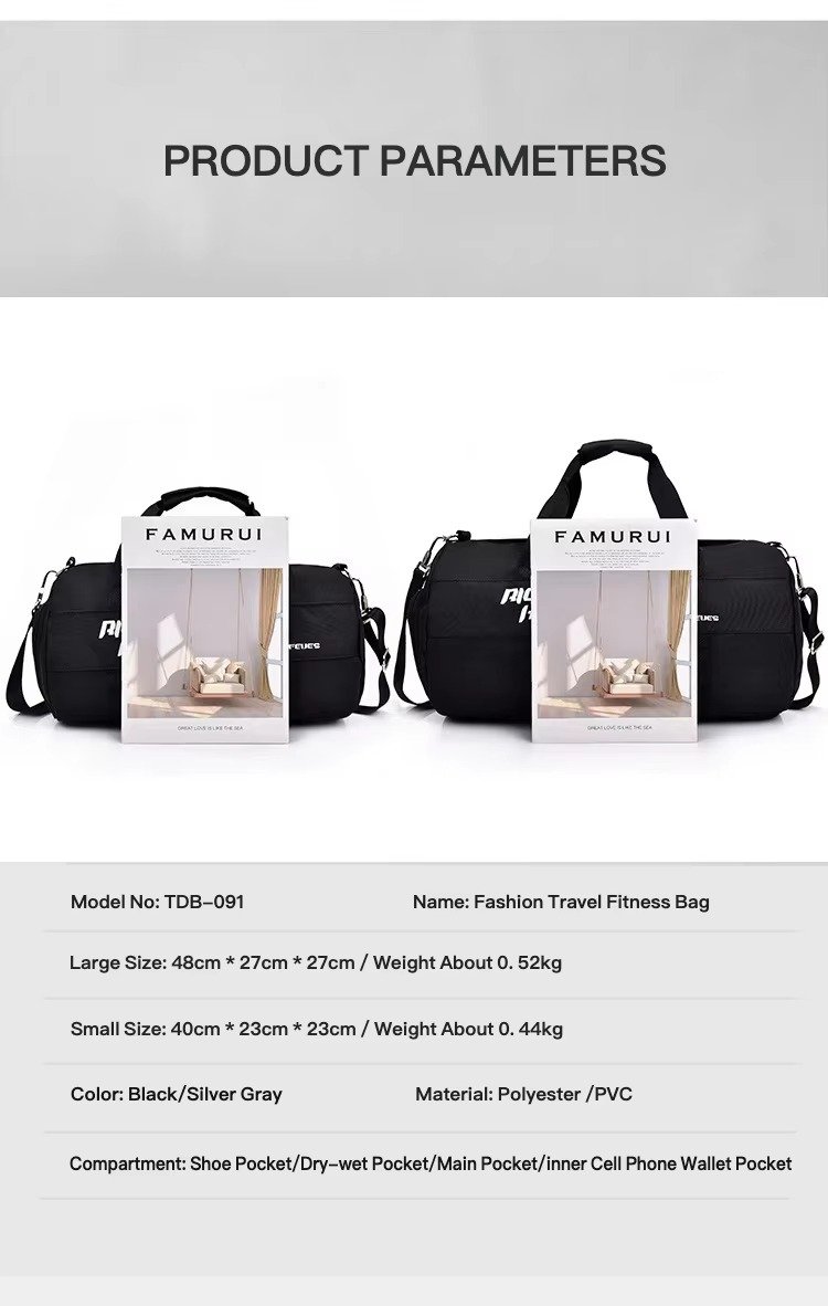 Custom Dry Wet Separation Training Gym Bag with Shoes Compartment Large Capacity Carry-on Luggage Travel Duffel Bag Handbag product detail