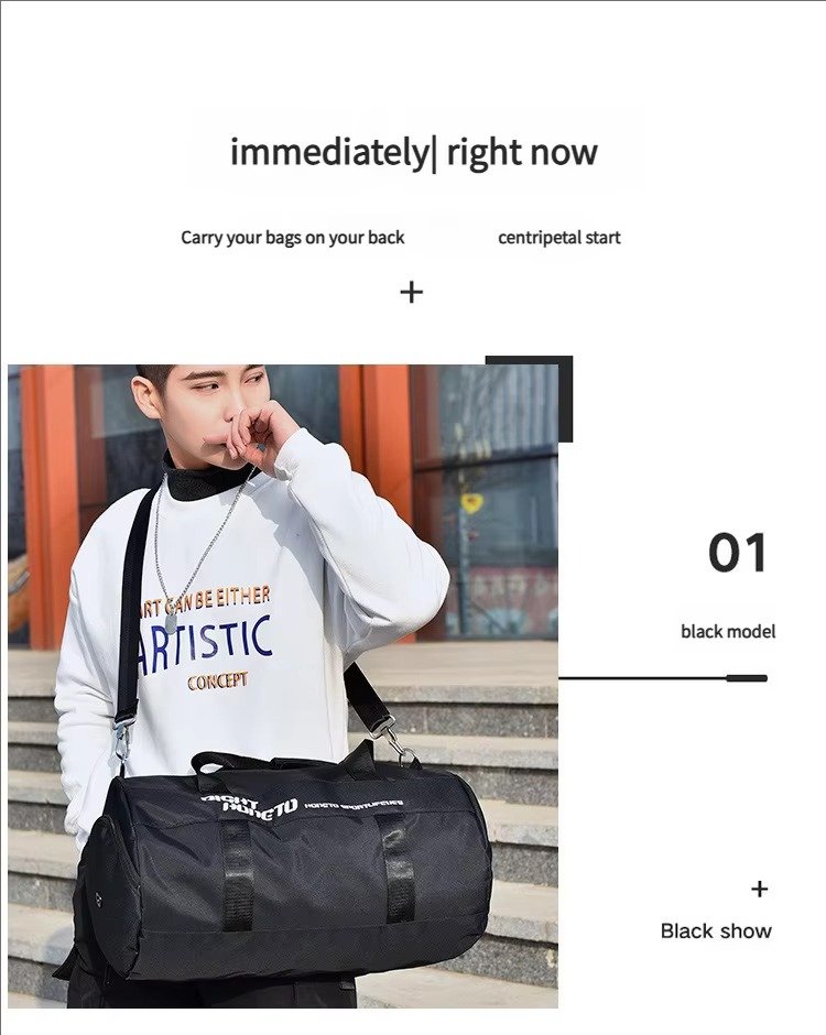 Custom Dry Wet Separation Training Gym Bag with Shoes Compartment Large Capacity Carry-on Luggage Travel Duffel Bag Handbag product detail