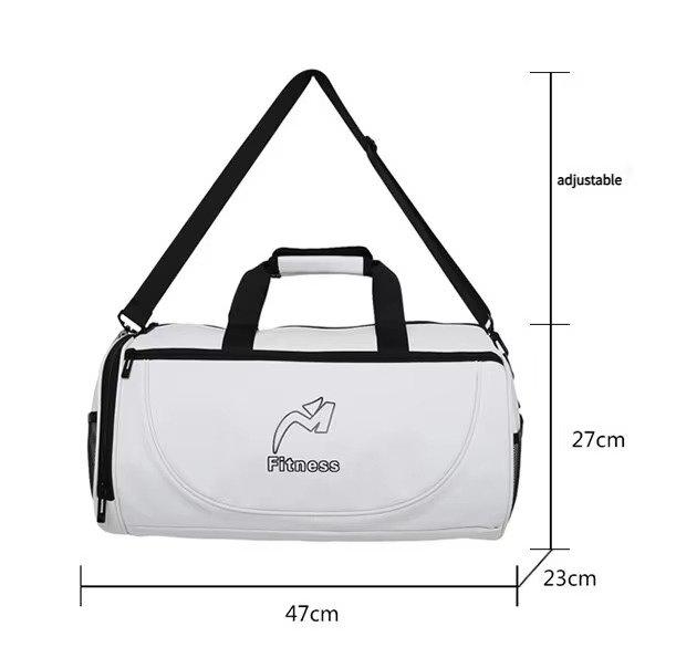 Design White Black Waterproof Fitness Training Sport Gym Duffle Handbag Travel Duffel Bag with Shoe Compartment detail image