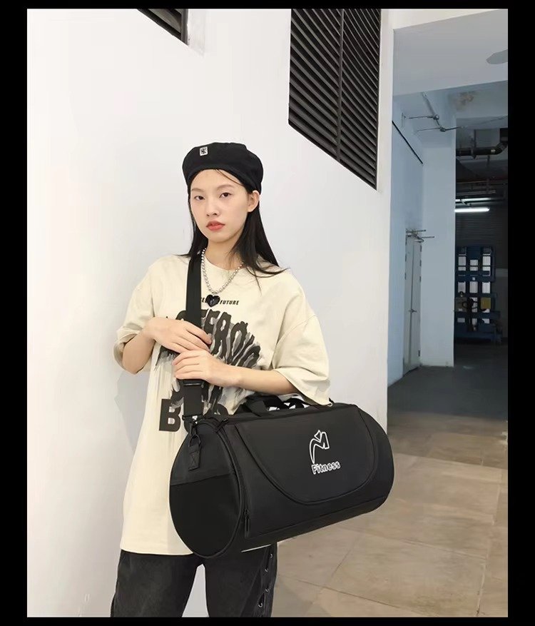 Design White Black Waterproof Fitness Training Sport Gym Duffle Handbag Travel Duffel Bag with Shoe Compartment detail image