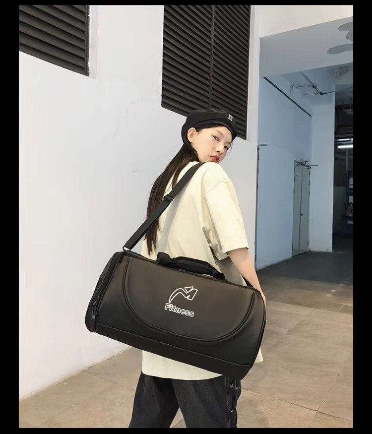 Design White Black Waterproof Fitness Training Sport Gym Duffle Handbag Travel Duffel Bag with Shoe Compartment detail image