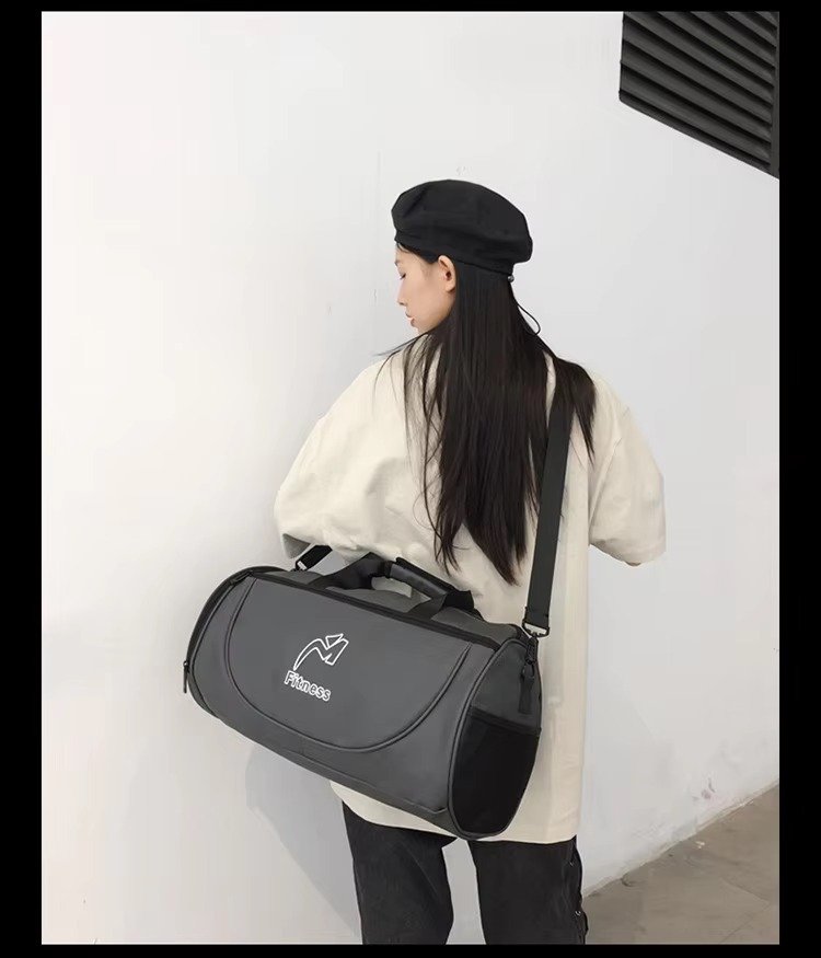 Design White Black Waterproof Fitness Training Sport Gym Duffle Handbag Travel Duffel Bag with Shoe Compartment detail image