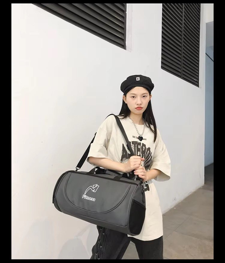 Design White Black Waterproof Fitness Training Sport Gym Duffle Handbag Travel Duffel Bag with Shoe Compartment detail image