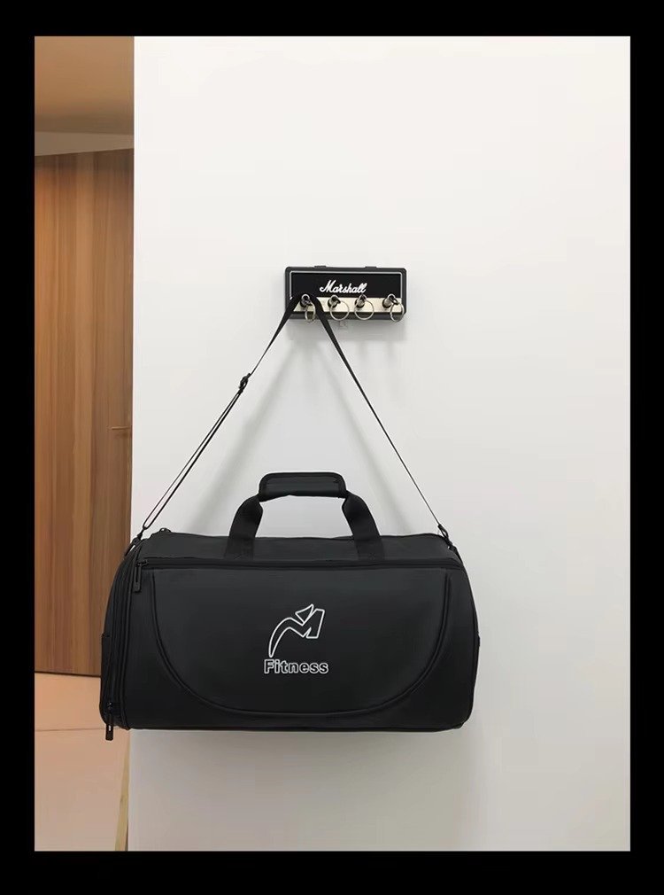 Design White Black Waterproof Fitness Training Sport Gym Duffle Handbag Travel Duffel Bag with Shoe Compartment detail image