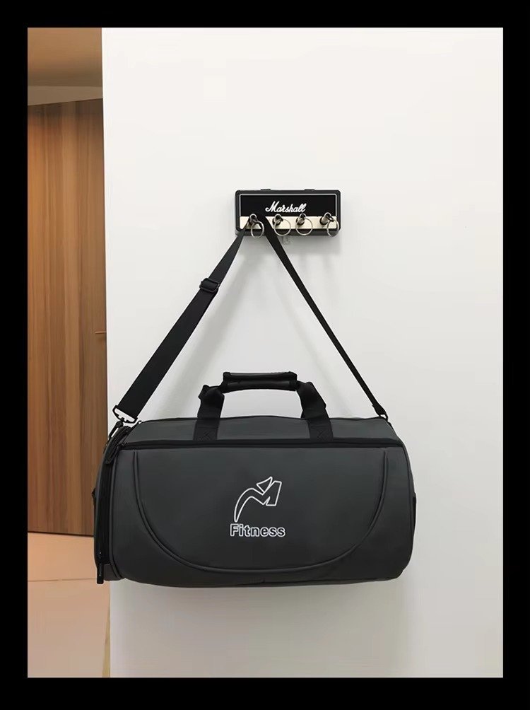 Design White Black Waterproof Fitness Training Sport Gym Duffle Handbag Travel Duffel Bag with Shoe Compartment detail image